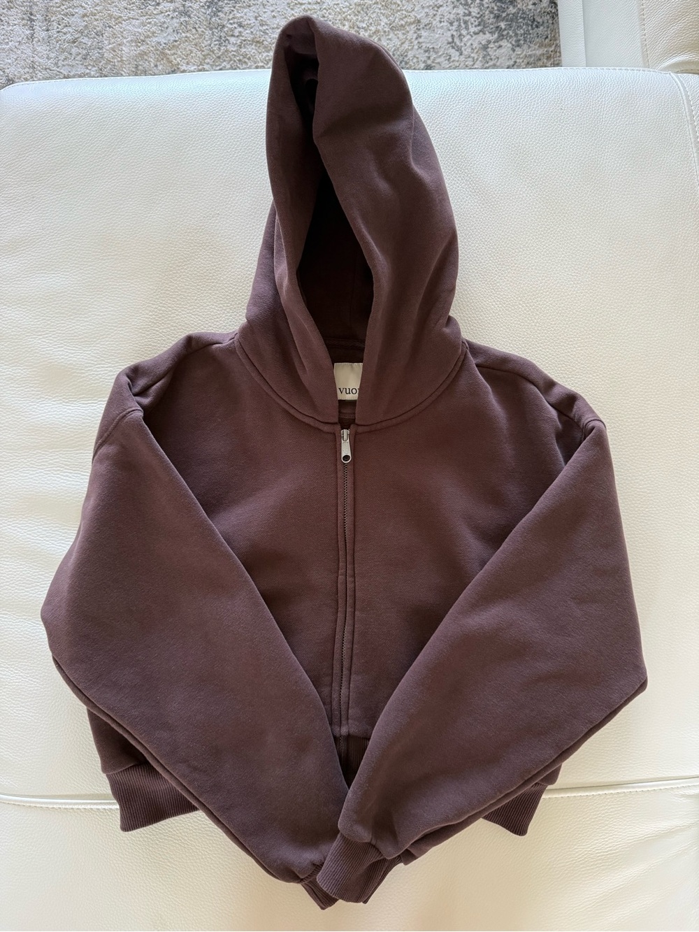 Vuori Women’s Brown Full‑Zip Crop Hoodie Pockets Activewear Yoga, Gym